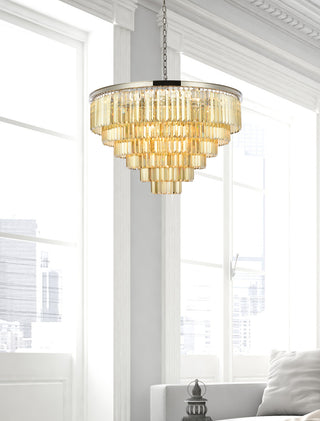Sydney 33 light polished nickel Chandelier Golden Teak (Smoky) Royal Cut Crystal