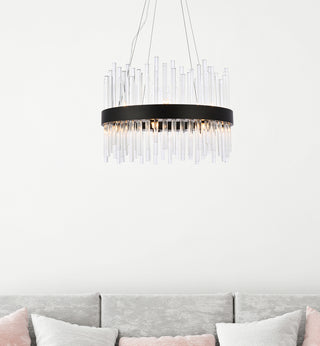 Dallas 20 inch round crystal pendant in black