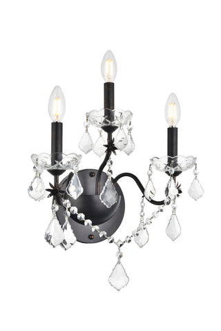 St. Francis 3 light Dark Bronze Wall Sconce Clear Royal Cut Crystal