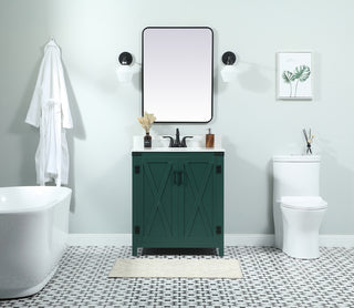 30 inch Single bathroom vanity in green with backsplash