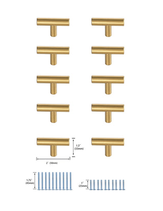 Quinn Brass T Bar Pull Multipack (set of 10)