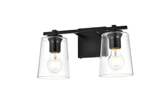 Kacey 2 light Black and Clear Bath Sconce