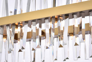 Serephina 30 inch crystal rectangle chandelier light in satin gold