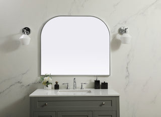 Metal Frame Arch Mirror 40x34 Inch in Silver