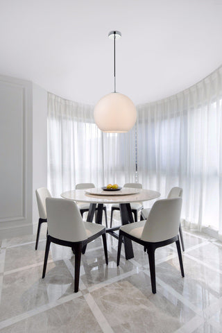 Baxter 1 Light Chrome Pendant With Frosted White Glass