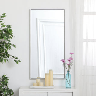 Metal frame rectangle mirror 18 inch in silver