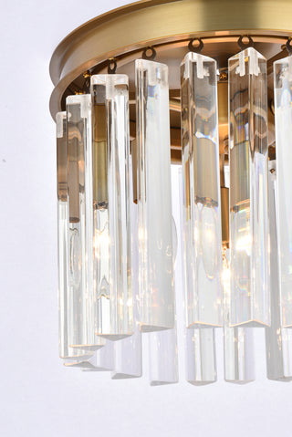 Sydney 12 inch round crystal pendant in satin gold