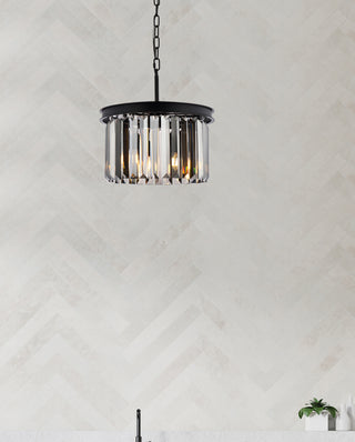 Sydney 3 light Matte Black Pendant Silver Shade (Grey) Royal Cut Crystal