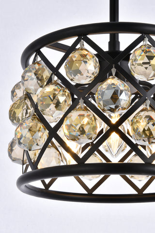 Madison 3 light Matte Black Pendant Golden Teak (Smoky) Royal Cut Crystal