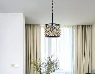 Madison 4 light Matte Black Pendant Golden Teak (Smoky) Royal Cut Crystal