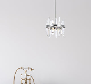 Serena 12 inch crystal round pendant in chrome