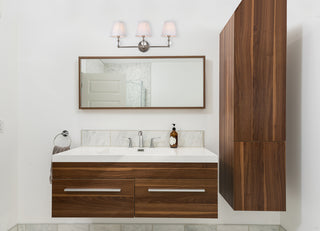 Bethany 3 lights bath sconce in satin nickel with white fabric shade