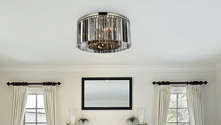 Sydney 8 light polished nickel Flush Mount Silver Shade (Grey) Royal Cut Crystal