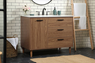 42 inch Single bathroom vanity in walnut brown
