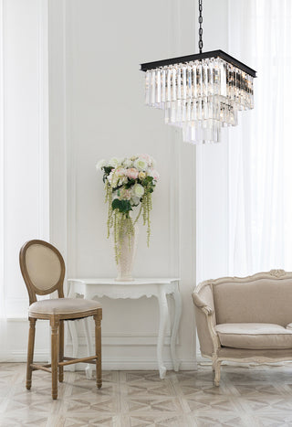 Sydney 21.5 inch square crystal chandelier in matte black