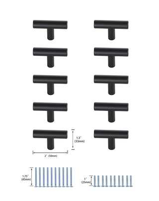 Quinn Matte Black T Bar Pull Multipack (set of 10)