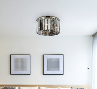Sydney 8 light polished nickel Flush Mount Silver Shade (Grey) Royal Cut Crystal