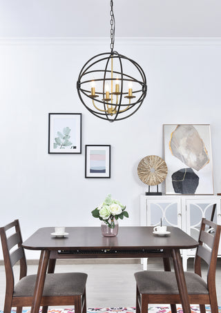 Octavia 4 light Brass and Dark Brown Pendant