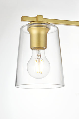 Kacey 4 light Brass and Clear Bath Sconce