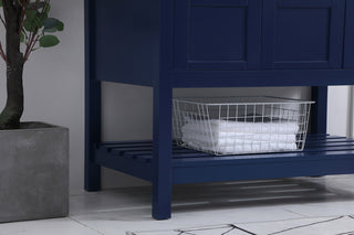 36 inch Single Bathroom Vanity in Blue with Backsplash