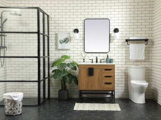 32 inch Single bathroom vanity in walnut brown