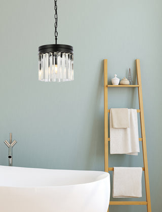 Sydney 3 light Matte Black Pendant Clear Royal Cut Crystal