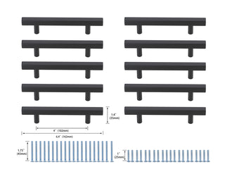 Dior 4" Center to Center Matte Black Bar Pull Multipack (set of 10)