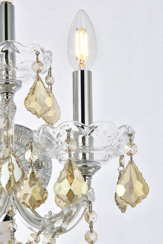 Maria Theresa 3 light Chrome Wall Sconce Golden Teak (Smoky) Royal Cut Crystal