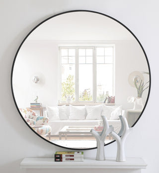 Metal frame Round Mirror 48 inch Black finish