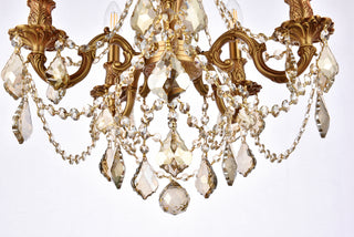 Rosalia 5 light French Gold Pendant Golden Teak (Smoky) Royal Cut Crystal