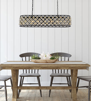 Madison 7 light Matte Black Chandelier Golden Teak (Smoky) Royal Cut Crystal