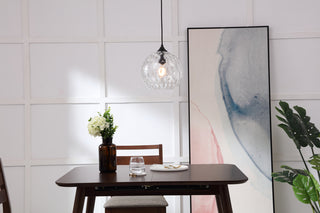 Cashel 1 light Black and Clear glass pendant