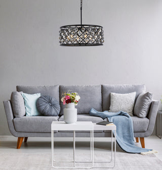 Madison 6 light Matte Black Chandelier Silver Shade (Grey) Royal Cut Crystal