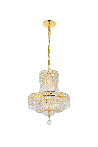 Tranquil 6 light Gold Pendant Clear Royal Cut Crystal