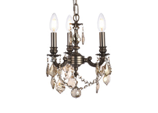 Lillie 3 light Pewter Pendant Golden Teak (Smoky) Royal Cut Crystal