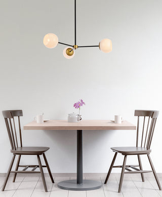 Briggs 32 inch pendant in black and brass with white shade