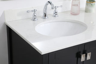 36 inch Single Bathroom Vanity in Black with Backsplash