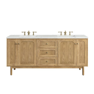 72 Inch Laurent Dual Mount Vanity in Light Natural Oak / Ethereal Noctis Top