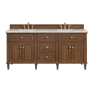72 Inch Lorelai Freestanding Vanity in Mid-Century Walnut / Victorian Silver Top