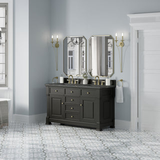 60 Inch Brookfield Freestanding Vanity in Black Onyx / Parisien Bleu Top