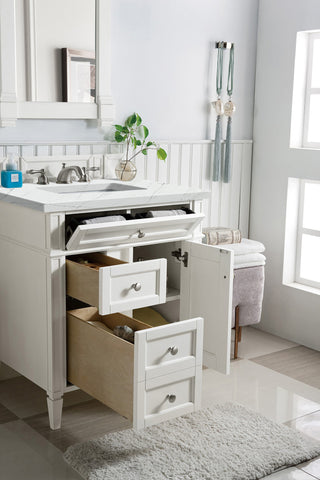 30 Inch Brittany Freestanding Vanity in Bright White / Ethereal Noctis Top