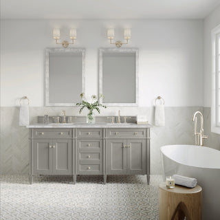 72 Inch Brittany Freestanding Vanity in Urban Gray / Victorian Silver Top
