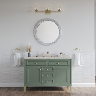 48 Inch Chicago Freestanding Vanity in Smokey Celadon / Eternal Jasmine Pearl Top
