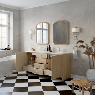 72 Inch Gracyn Freestanding Vanity in Coastal Driftwood / White Zeus Top
