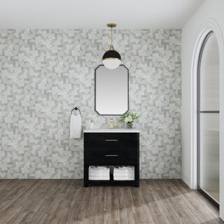 36 Inch Lucian Freestanding Vanity in Carbon Oak / White Zeus Top