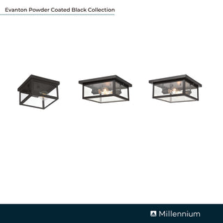 Evanton 2-Light Outdoor Flush Mount - Powder Coated Black