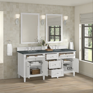 72 Inch Lorelai Freestanding Vanity in Bright White / Parisien Bleu Top