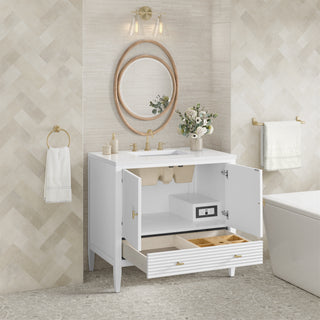 36 Inch Myrrin Freestanding Vanity in Bright White / White Zeus Top