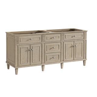 72 Inch Lorelai Freestanding Vanity in Whitewashed Oak / White Zeus Top