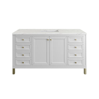 60 Inch Chicago Freestanding Vanity in Glossy White / Ethereal Noctis Top